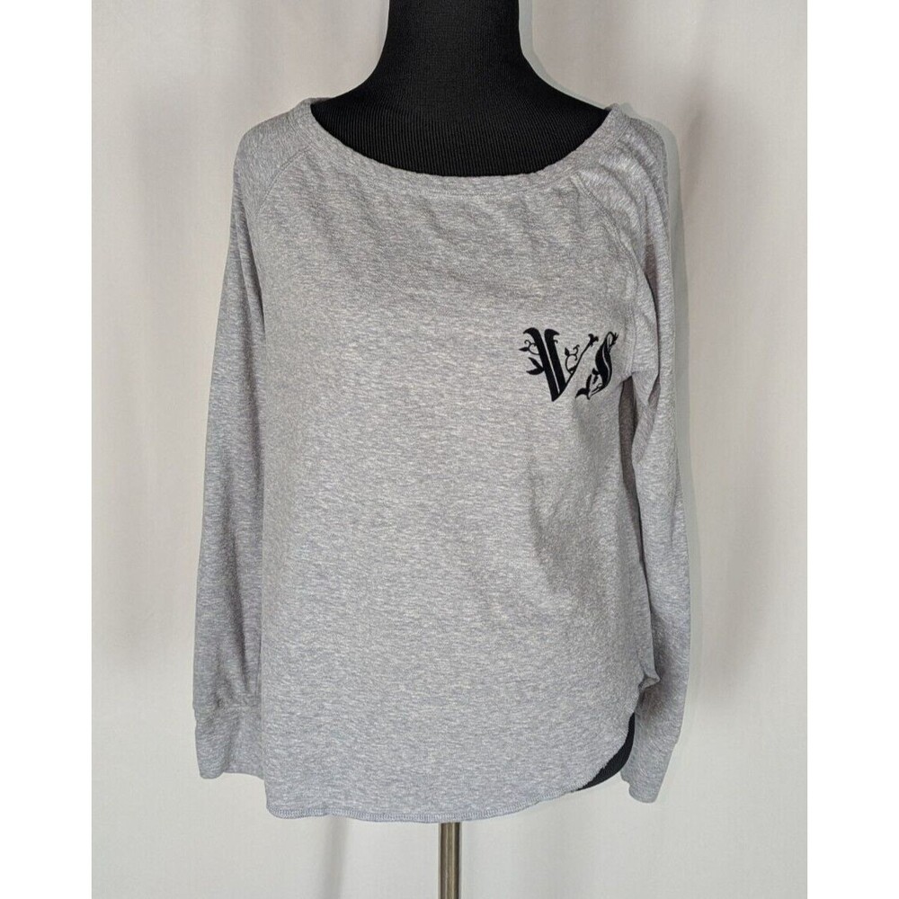 Victoria's Secret Pajama Top XS Women's Gray Embroidered Long Sleeve Pullover